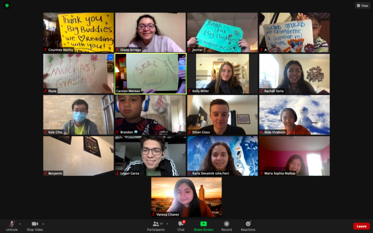 Screenshot of a zoom meeting with SEAL volunteers and participants.