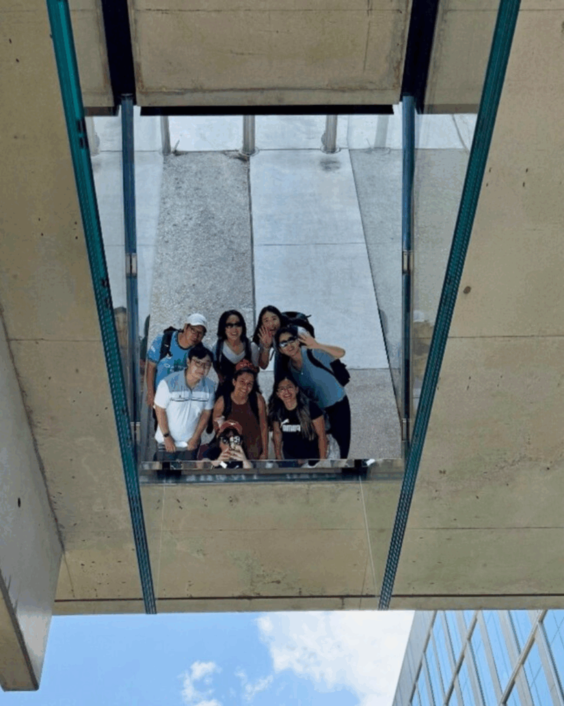 Students taking group photo together