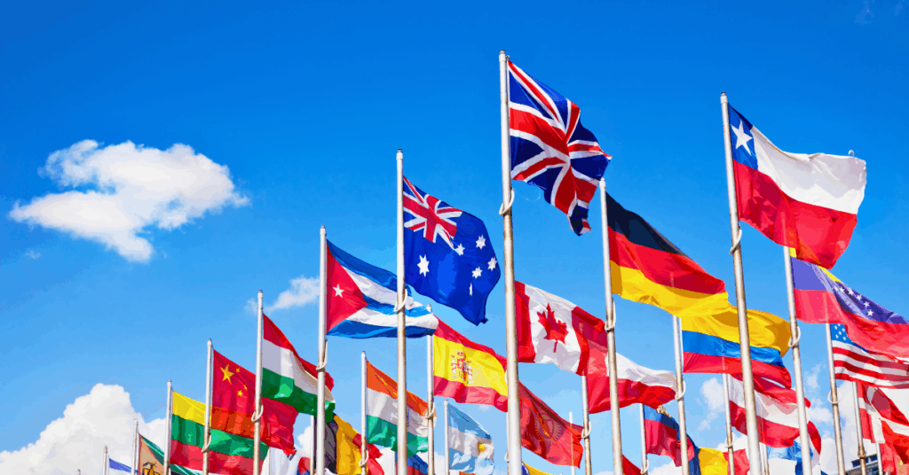 Flags from different countries around the world
