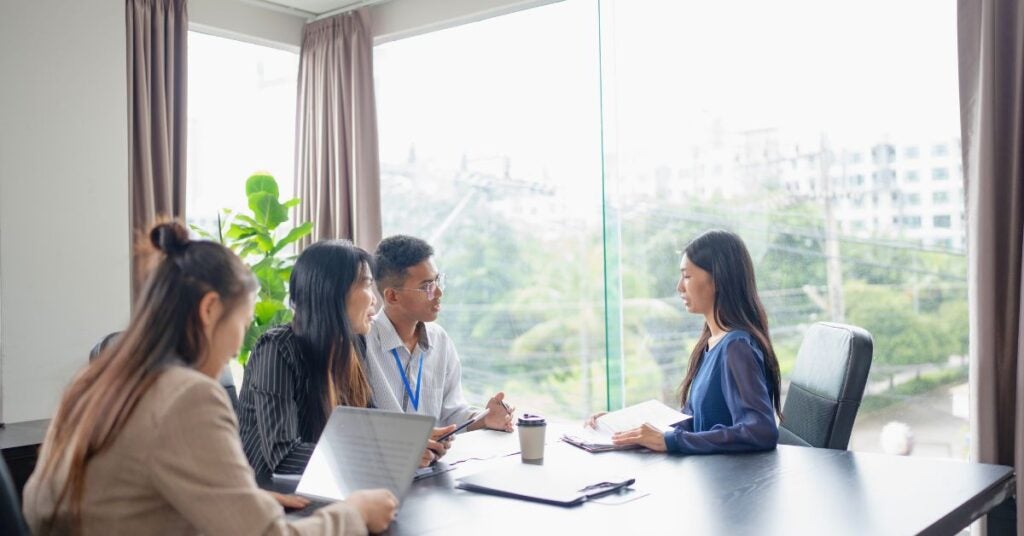 Girl being interviewed for an internship