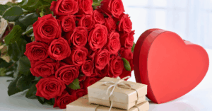 Roses and Heart shaped gift box
