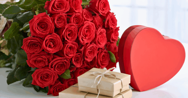 Roses and Heart shaped gift box